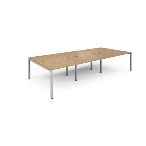 Connex triple back to back desks 3600mm x 1600mm - silver frame, oak top CO3616-S-O Buy online at Office 5Star or contact us Tel 01594 810081 for assistance