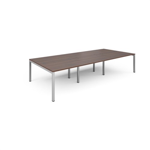 Connex triple back to back desks 3600mm x 1600mm - silver frame, walnut top CO3616-S-W Buy online at Office 5Star or contact us Tel 01594 810081 for assistance