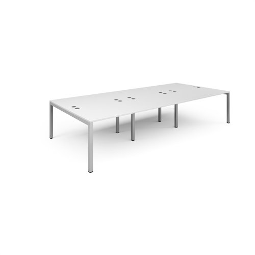 Connex triple back to back desks 3600mm x 1600mm - silver frame, white top