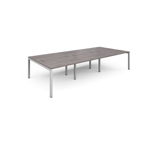 Connex triple back to back desks 3600mm x 1600mm - white frame, grey oak top CO3616-WH-GO Buy online at Office 5Star or contact us Tel 01594 810081 for assistance