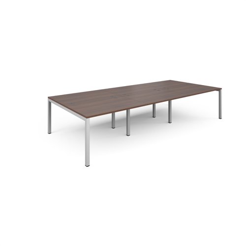 Connex triple back to back desks 3600mm x 1600mm - white frame, walnut top CO3616-WH-W Buy online at Office 5Star or contact us Tel 01594 810081 for assistance