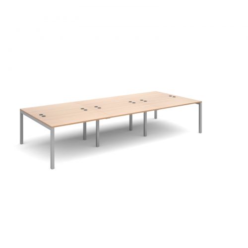 Connex triple back to back desks 3600mm x 1600mm - silver frame and beech top