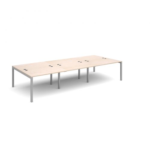Connex triple back to back desks 3600mm x 1600mm - silver frame, maple top