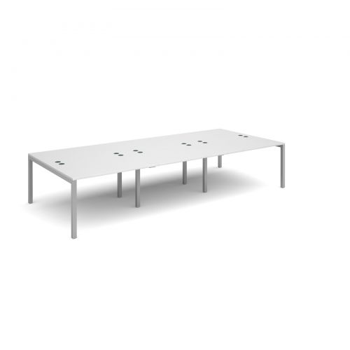 Connex triple back to back desks 3600mm x 1600mm - silver frame, white top