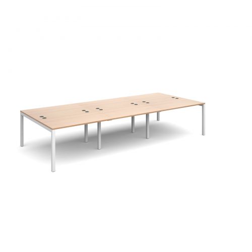 Connex triple back to back desks 3600mm x 1600mm - white frame, beech top