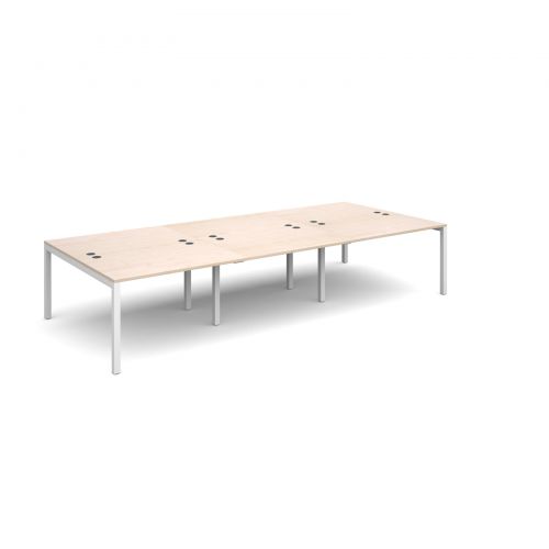 Connex triple back to back desks 3600mm x 1600mm - white frame, maple top