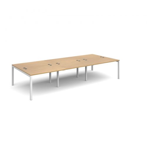 Connex triple back to back desks 3600mm x 1600mm - white frame, oak top