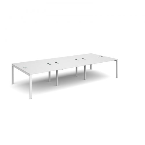 Connex triple back to back desks 3600mm x 1600mm - white frame, white top