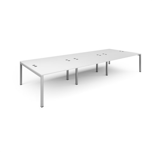 Connex triple back to back desks 4200mm x 1600mm - silver frame, white top CO4216-S-WH Buy online at Office 5Star or contact us Tel 01594 810081 for assistance