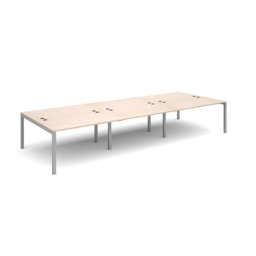 Connex triple back to back desks 4200mm x 1600mm - silver frame, maple top