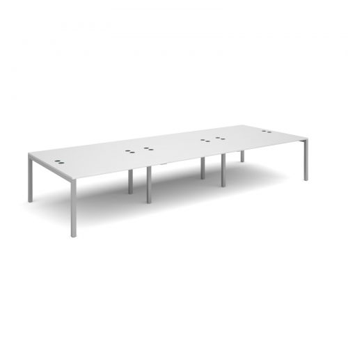 Connex triple back to back desks 4200mm x 1600mm - silver frame, white top