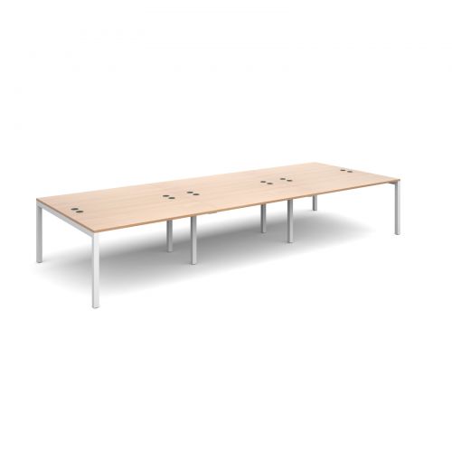 Connex triple back to back desks 4200mm x 1600mm - white frame and beech top