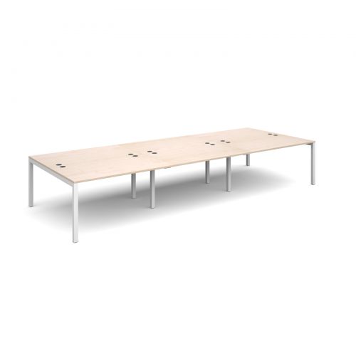 Connex triple back to back desks 4200mm x 1600mm - white frame, maple top