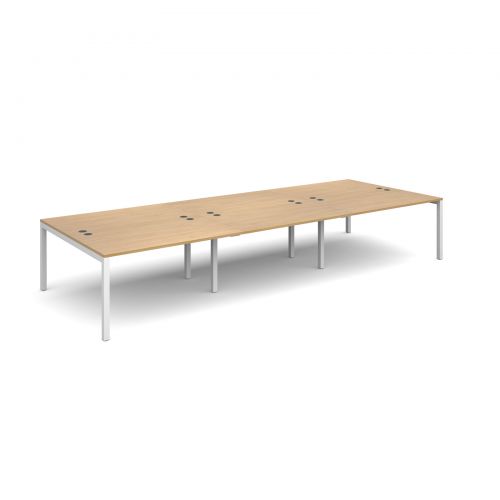 Connex triple back to back desks 4200mm x 1600mm - white frame, oak top