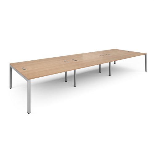 Connex triple back to back desks 4800mm x 1600mm - silver frame, beech top CO4816-S-B Buy online at Office 5Star or contact us Tel 01594 810081 for assistance