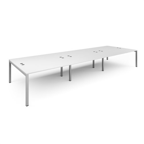Connex triple back to back desks 4800mm x 1600mm - silver frame, white top | CO4816-S-WH | Dams International