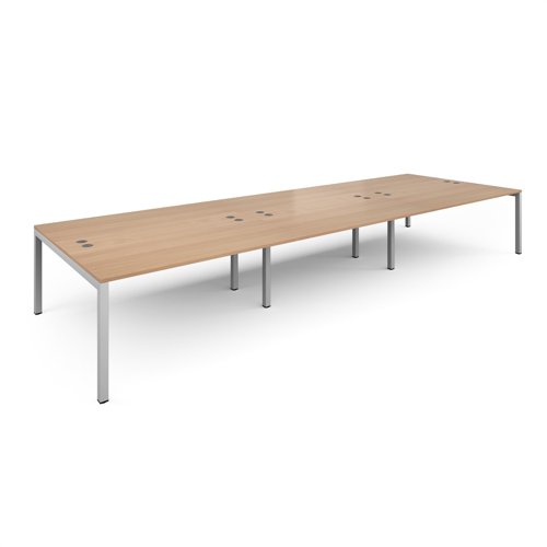 Connex triple back to back desks 4800mm x 1600mm - white frame, beech top CO4816-WH-B Buy online at Office 5Star or contact us Tel 01594 810081 for assistance