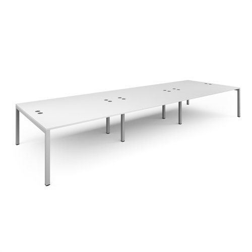 CO4816-WH-WH Connex triple back to back desks 4800mm x 1600mm - white frame, white top