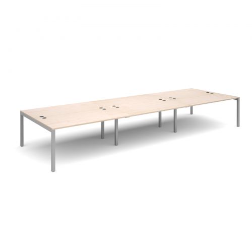 Connex triple back to back desks 4800mm x 1600mm - silver frame, maple top