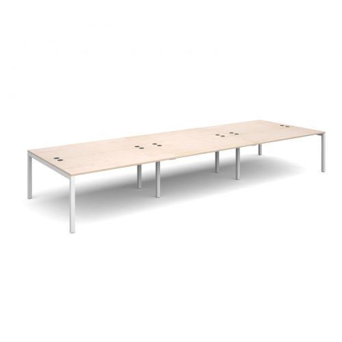 Connex triple back to back desks 4800mm x 1600mm - white frame, maple top