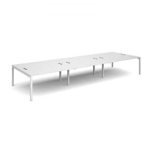 Connex triple back to back desks 4800mm x 1600mm - white frame, white top