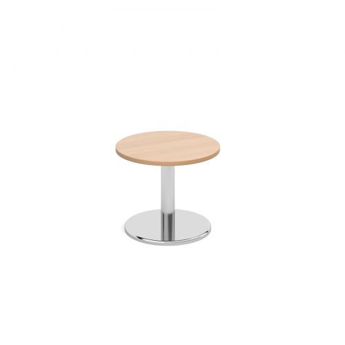 Circular coffee table with round chrome base 600mm - beech