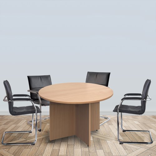 Arrow head leg circular meeting table 1200mm - white