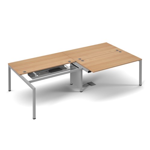 Connex double back to back desks 3200mm x 1600mm - silver frame, beech top