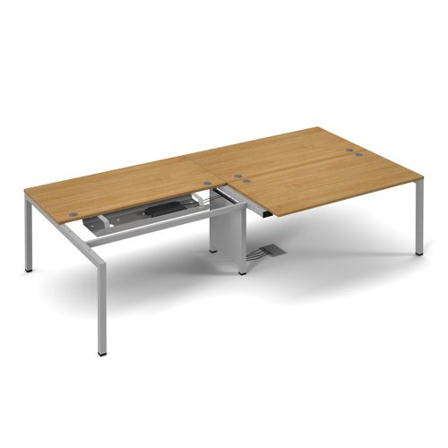 Connex double back to back desks 2400mm x 1600mm - silver frame, oak top