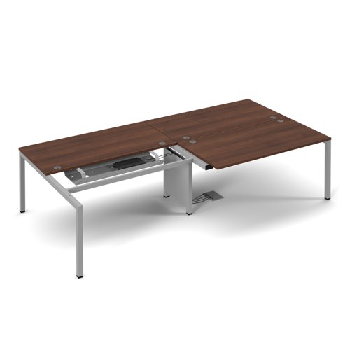 Connex double back to back desks 2400mm x 1600mm - silver frame, walnut top CO2416-S-W Buy online at Office 5Star or contact us Tel 01594 810081 for assistance