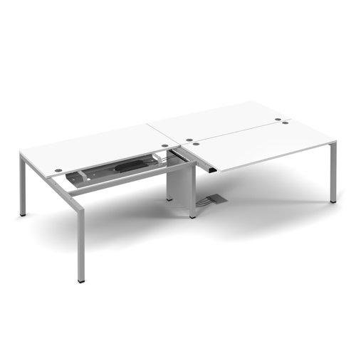 Connex double back to back desks 2400mm x 1600mm - silver frame, white top Bench Desking CO2416-S-WH