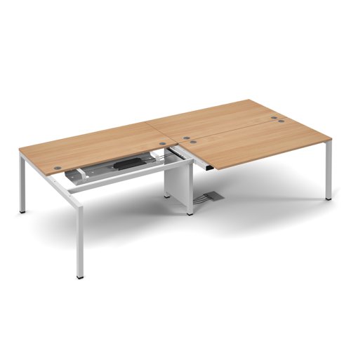 Connex double back to back desks 2400mm x 1600mm - white frame, beech top