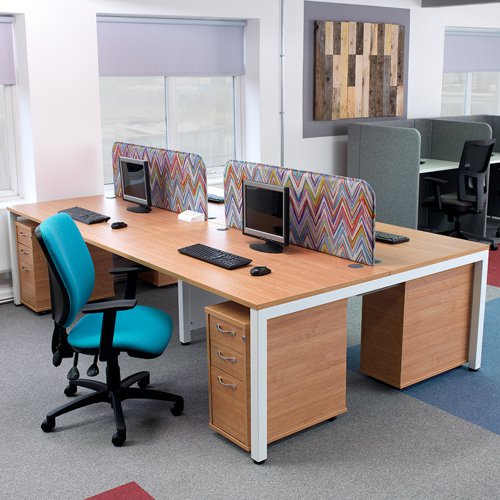 Connex double back to back desks 3200mm x 1600mm - white frame, grey oak top