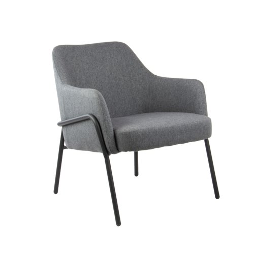 Corby lounge chair with black metal frame - dark grey