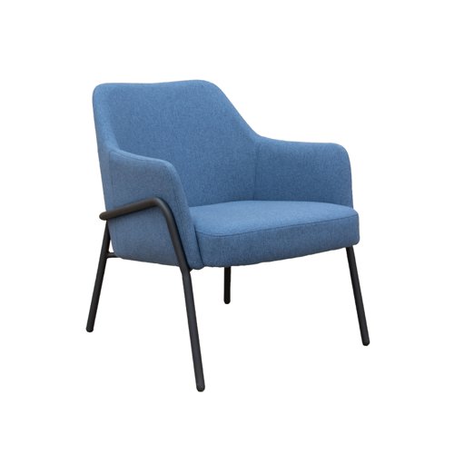 COR01-LB Corby lounge chair with black metal frame - light blue