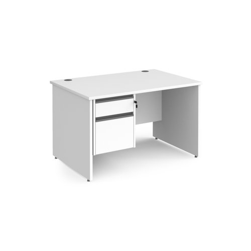 Contract 25 straight desk with 2 drawer graphite pedestal and panel leg 1200mm x 800mm - white