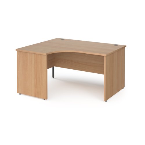 Contract 25 left hand ergonomic desk with panel ends and graphite corner leg 1400mm - beech