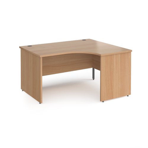 Contract 25 right hand ergonomic desk with panel ends and graphite corner leg 1400mm - beech