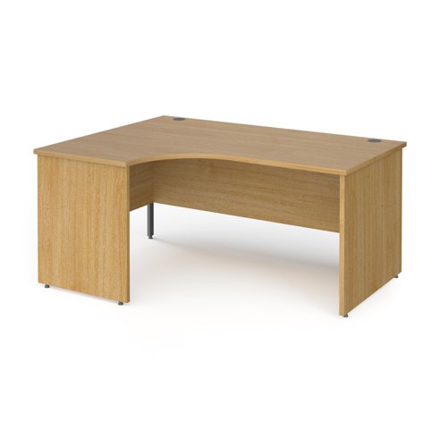 Contract 25 left hand ergonomic desk with panel ends and graphite corner leg 1600mm - oak