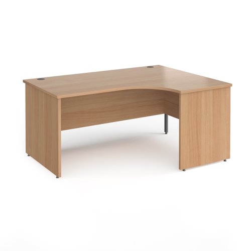 Contract 25 right hand ergonomic desk with panel ends and graphite corner leg 1600mm - beech