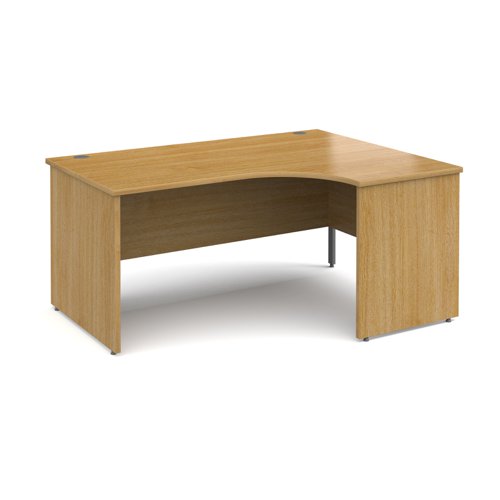 Contract 25 right hand ergonomic desk with panel ends and graphite corner leg 1600mm - oak