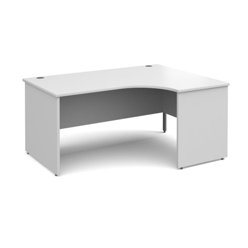 Contract 25 right hand ergonomic desk with panel ends and graphite corner leg 1600mm - white
