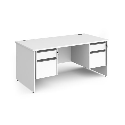 Contract 25 straight desk with 2 and 2 drawer graphite pedestals and panel leg 1600mm x 800mm - white