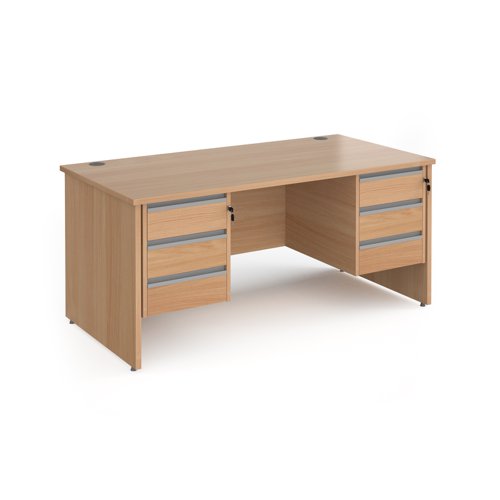 Contract 25 panel leg straight desk with 3 and 3 drawer peds