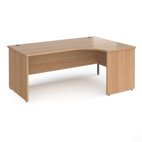 Contract 25 right hand ergonomic desk with panel ends and graphite corner leg 1800mm - beech
