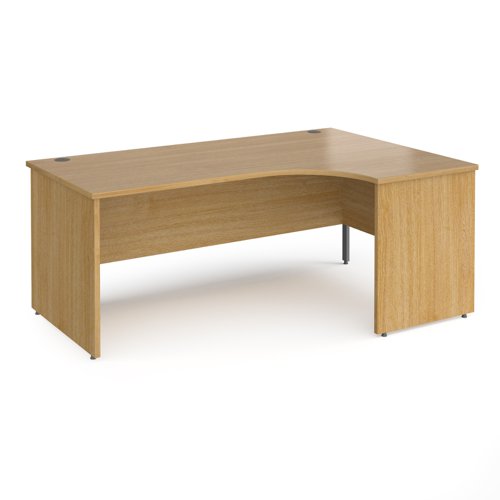 Contract 25 right hand ergonomic desk with panel ends and graphite corner leg 1800mm - oak