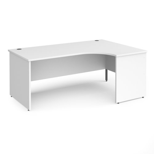 Contract 25 right hand ergonomic desk with panel ends and graphite corner leg 1800mm - white