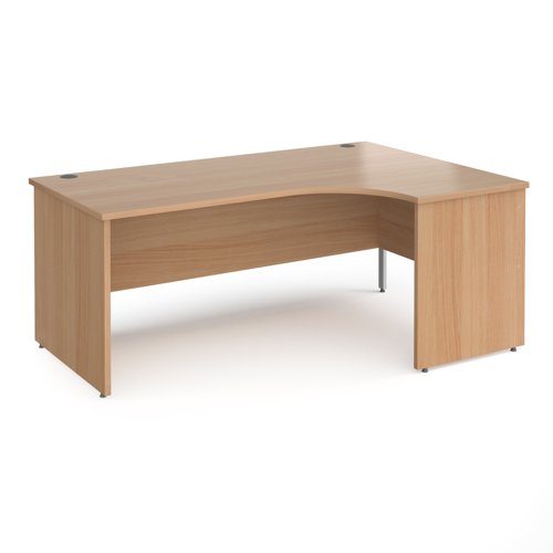 Contract 25 right hand ergonomic desk with panel ends and silver corner leg 1800mm - beech