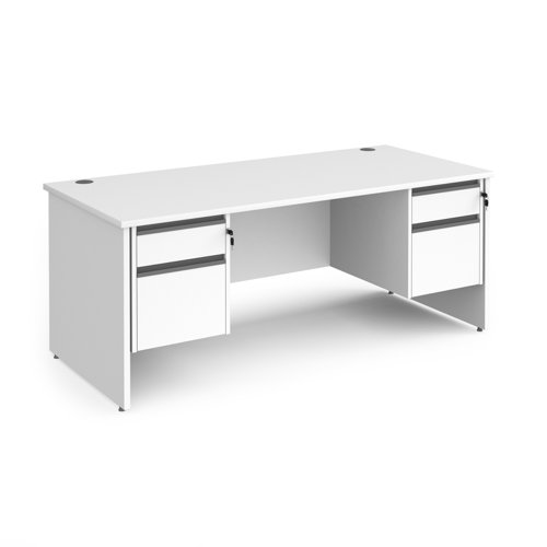 Contract 25 straight desk with 2 and 2 drawer graphite pedestals and panel leg 1800mm x 800mm - white