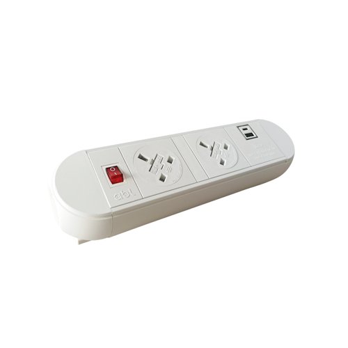 Chroma clip-on power module 2 x UK sockets and 1 x twin USB fast charge - white